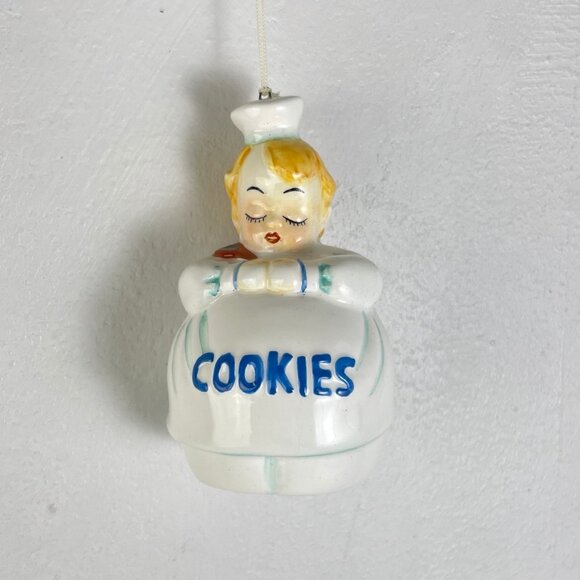 Vintage Ornament Baker Cookies Ceramic Baking 1990s Funny Baking Chef Tree Decor - Picture 1 of 2
